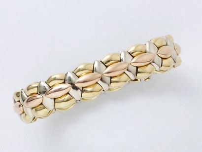 Bracelet Beau bracelet trois tons d'or 750 millièmes, maillons articulés à décor...