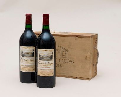 Vin - Magnum 2 Magnums Château Laujac, Bernard Cruse - Dans une caisse en bois