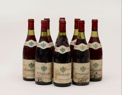 Vin - Pommard 9 bouteilles Pommard 1976 - Régis Rossignol Changarnier dont 1 niveau...