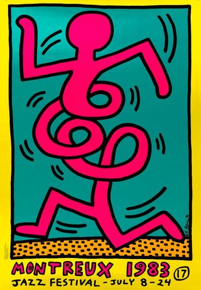 KEITH HARING Keith HARING (1958-1990) - Montreux Jazz Festival - Affiche sérigraphique...