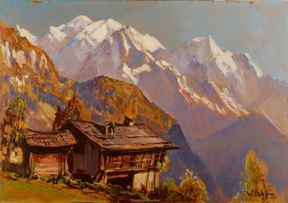 Marcel WIBAULT Marcel WIBAULT (1905-1998) - Vue sur le Mont Blanc, le Gouter et l'Aiguille...