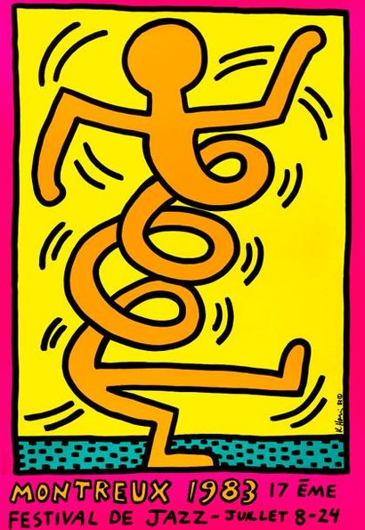 KEITH HARING Keith HARING (1958-1990) - Montreux Jazz Festival - Affiche sérigraphique...