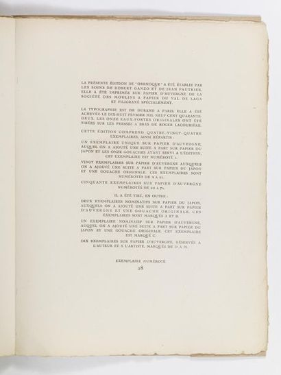 Jean FAUTRIER Jean FAUTRIER (1898-1964) - Orénoque - Robert Ganzo, illustré de 11...