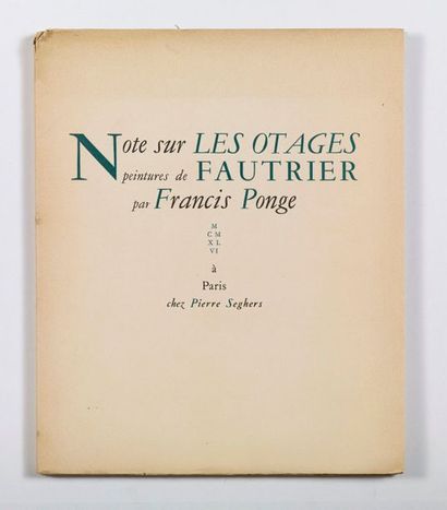 Jean FAUTRIER Jean FAUTRIER (1898-1964)- Note sur les Otages, peintures de Fautrier,...