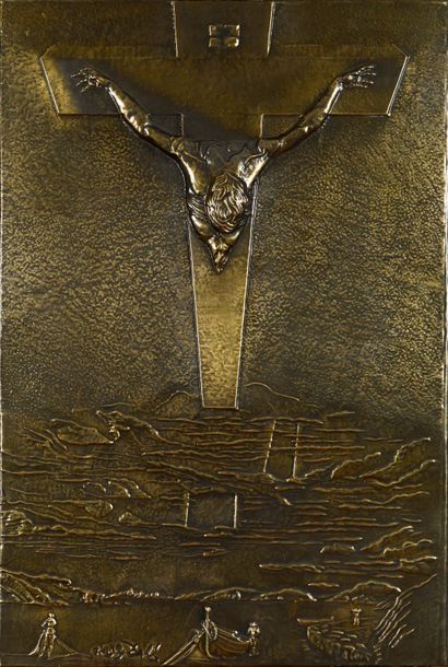 Salvador DALI Salvador DALI (1904-1989) - Christ - Bas relief - 75 x 50 cm