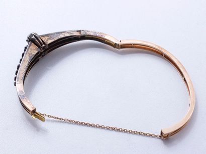 Bracelet Bracelet jonc rigide ouvrant en or 750 et argent 800 millièmes ajourés,...