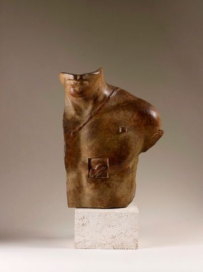 Igor MITORAJ Igor MITORAJ (1944-2014) - Aesclepios - Sculpture à patine brune nuancée...
