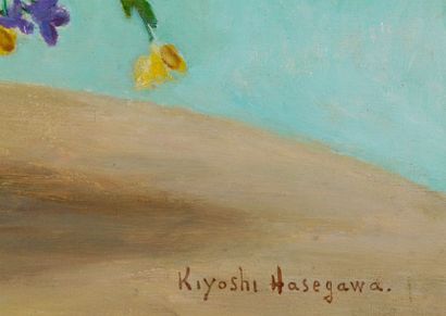 KIYOSHI HASEGAWA Kiyoshi HASEGAWA (1891-1980) - Bouquet de fleurs - Huile sur toile...