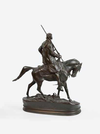 Jules Mène Jules MENE (1810-1879) - Chasseur africain N°2 - Bronze à patine brune...