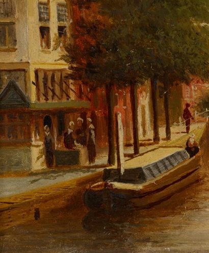 Petrus Gerardus Vertin Petrus Gerardus VERTIN (1819-1893) - Vue sur le canal- Huile...