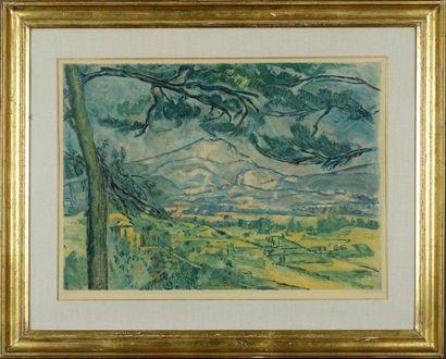 Paul Cézanne (1839-1906). Mount Sainte Victoire. Etching. Dimensions: 45 x 61 cm... Gazette Drouot