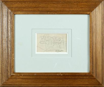 Jean METZINGER (1883-1956). Nature morte cubiste. Dessin au crayon sur papier. Avec... Gazette Drouot