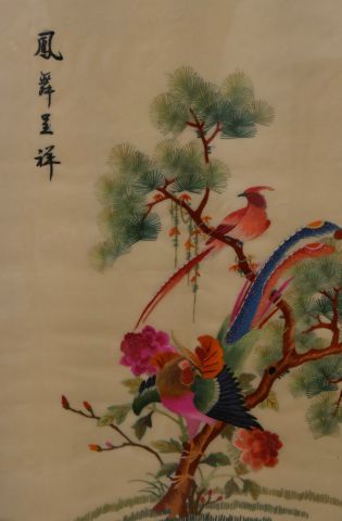 null Ensemble de broderies de fleurs et d'oiseaux sur soie, CHINE, Xxe