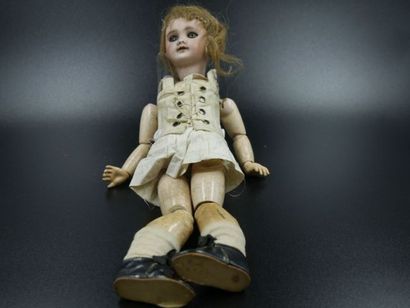 null Armand MARSEILLE- Tête de poupée en porcelaine, Yeux bleus- bouche ouverte,...