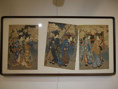 null Trois estampes OKIYO-E, JAPON, XIXème siècle.