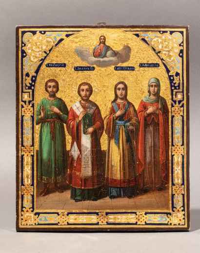 null ICONE représentant quatre Saints : saint prince Georges (il s'agit du saint...