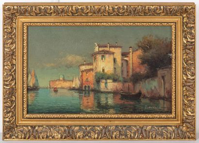 null Antoine BOUVARD (1870 – 1956), Vue des environs de Venise, Sur sa toile d’origine...