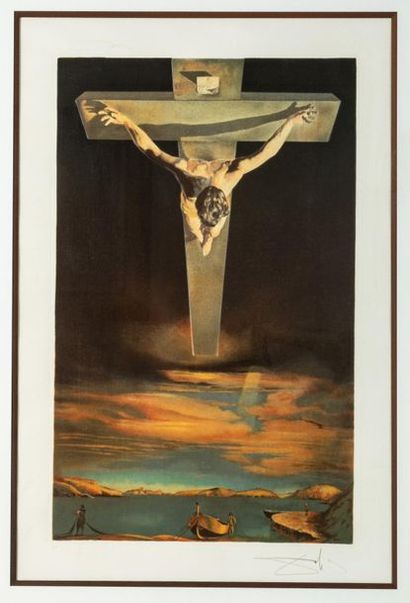 null Salvador DALI (1904-1989), le Christ de Saint Jean de la croix. Lithographie,...