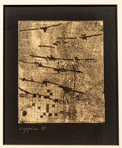 null Jean LEPPIEN (1910-1991)
Composition, 1958 
Technique mixte sur papier, signée...