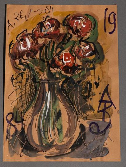 null Anatolij ZVEREV (1931-1986)
Vase de fleurs, 1984
Technique mixte sur papier,...