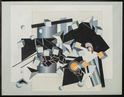 null Alain Le YAOUANC (1940),
Composition géométrique,
Huile sur toile, 
140 x 180...