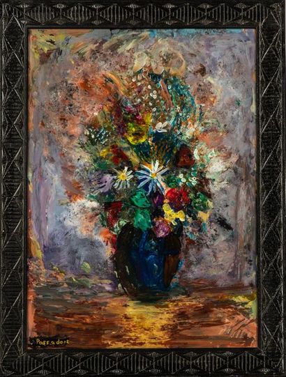 null + 254 Éliane PASSADORE (1950), bouquet de fleurs des champs , Acrylique fixée...