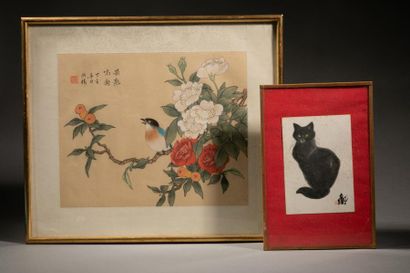 null CHINE, fin XIXe – début XXe siècle
Peinture à l’encre de Chine sur papier, encadrée,...