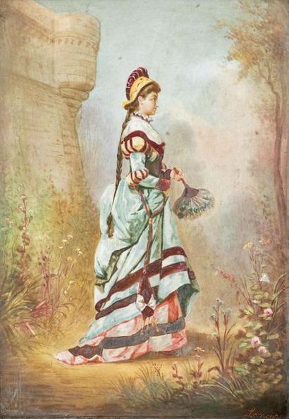 null LANERY (école française de la seconde moitié du XIXe siècle)
Jeune femme élégante...