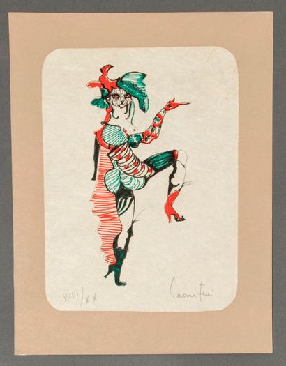 null Léonor FINI (1907-1996), Ensemble de 5 lithographies "Le carnaval du chat" Tirage...