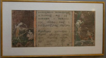 null THAILANDE XVIIIème Scène religieuse autour de la vie de Boudha. Huile sur panneau,...