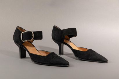 null HERMES PARIS- Paire de chaussures en daim noir, Taille 40, NEUVES