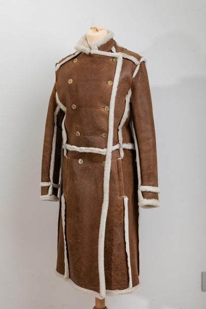 null John GALLIANO Femme, manteau en peau lainée naturelle, Taille 40/42, NEUF
