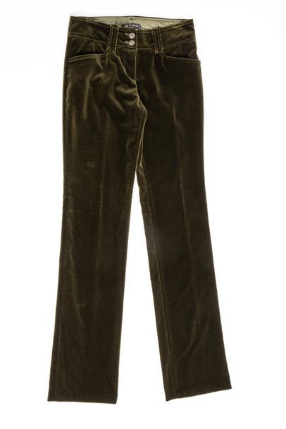 null ETRO- Pantalon en velour vert bronze, Taille 36. Louis VUITTON. Jean gris à...