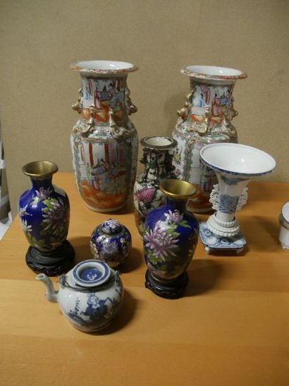 null Mannette d'objets divers dont service à thé en porcelaine, CHINE