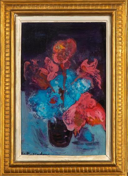 null Éliane PASSADORE (1950), natures mortes au bouquet de fleurs, Acrylique fixeé...