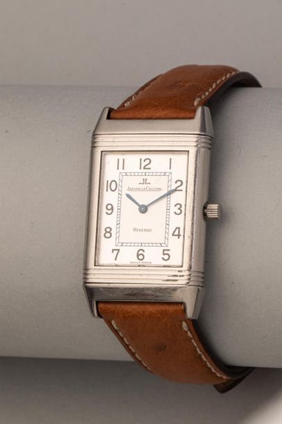 null JAEGER LECOULTRE. Men's "Reverso" bracelet watch in steel, rectangular case,...