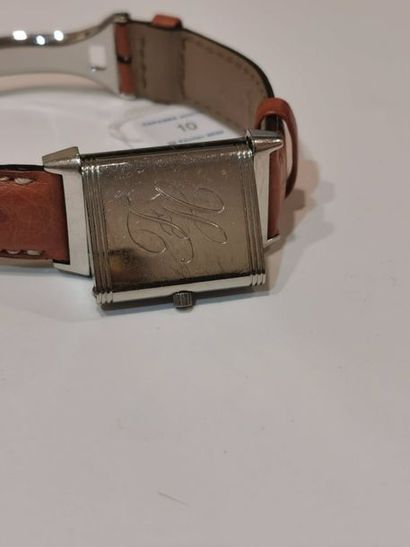 null JAEGER LECOULTR - Montre bracelet d'homme "Reverso" en acier, boîtier rectangulaire,...