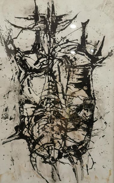 null Suzanne RODILLON (1916-1988) - Bœuf écorché - Encre sur papier - (1946-1967)...