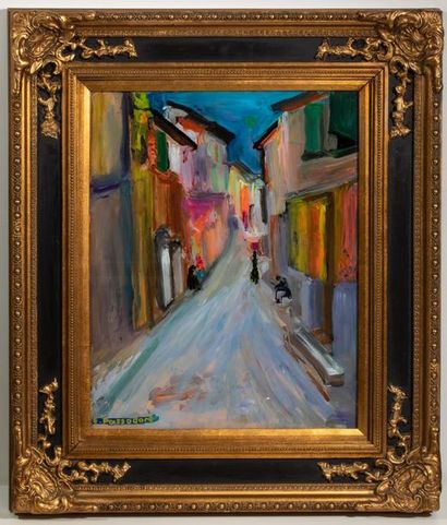 null Eliane PASSADOR (1950) - Rue de Saint-Tropez - Fixé sous verre signé en bas...