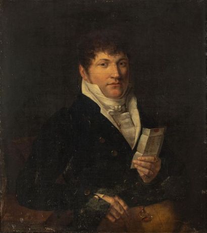 null Ecole Flamande fin XVIIIème - Portrait d'un gentil homme -Huile sur toile -...