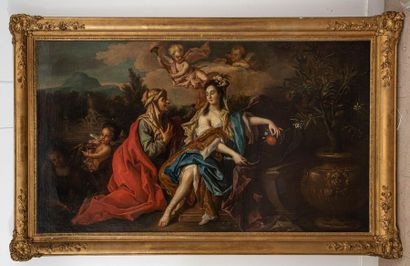 null Ecole de TURIN vers 1720 - Vertumne et Pomone - Huile sur toile - 100 x 175...