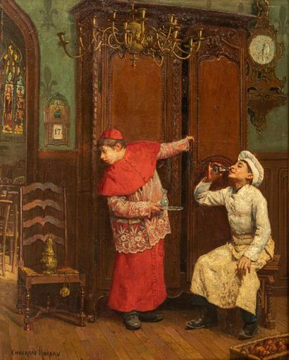 null Paul-Charles CHOCARNE-MOREAU (1855-1931) - Les enfants de chœur dans la sacristie...