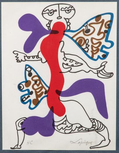 null Charles LAPICQUE (1898 - 1988) - Danseur - Lithographie en couleurs, signée...