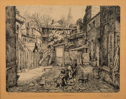 null Victor Dominique BATARD (1890-1982) - Montmartre, rue de l'Abreuvoir - Lithographie...