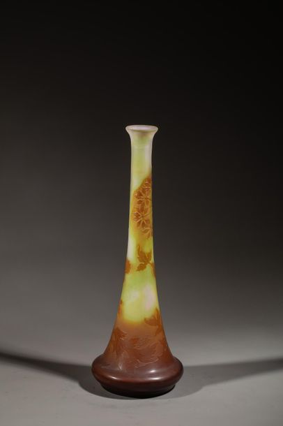 null Emile GALLE (1848-1904) - Grand vase à col resserré et panse aplatie en verre...