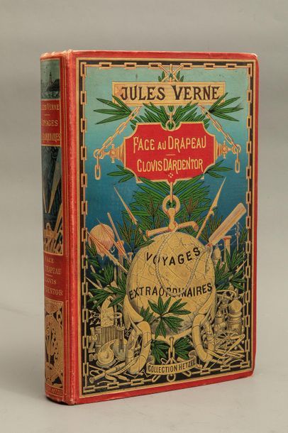 null Jules VERNE - Face au drapeau, Clovis d'Ardentor - Illustration de L.Bennet...