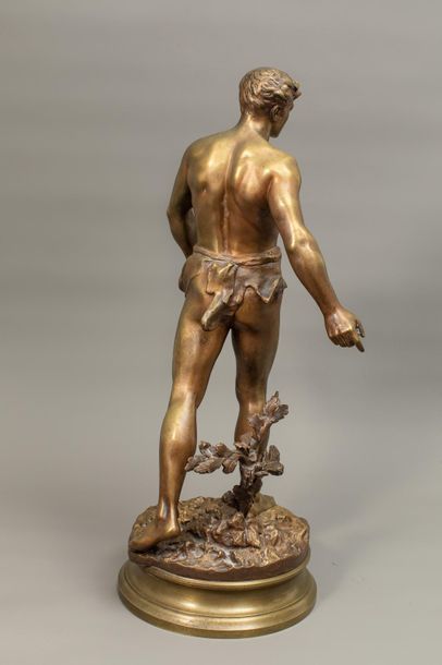 null Adrien Etienne GAUDEZ (1845-1902) - Le semeur - Bronze ciselé à patine dorée...