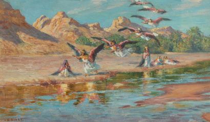 null Etienne DINET (1861-1929) - Filles du Djenn's se dépouillant de leurs ailes...