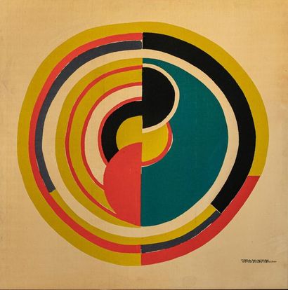 null Sonia DELAUNAY (1885 - 1979) - Impression sur tissus « Signal » imprimée par...