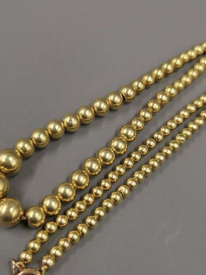 null Collier Marseillais or jaune 18k en perle d'or en chute - PB : 8,8gr - Longueur...
